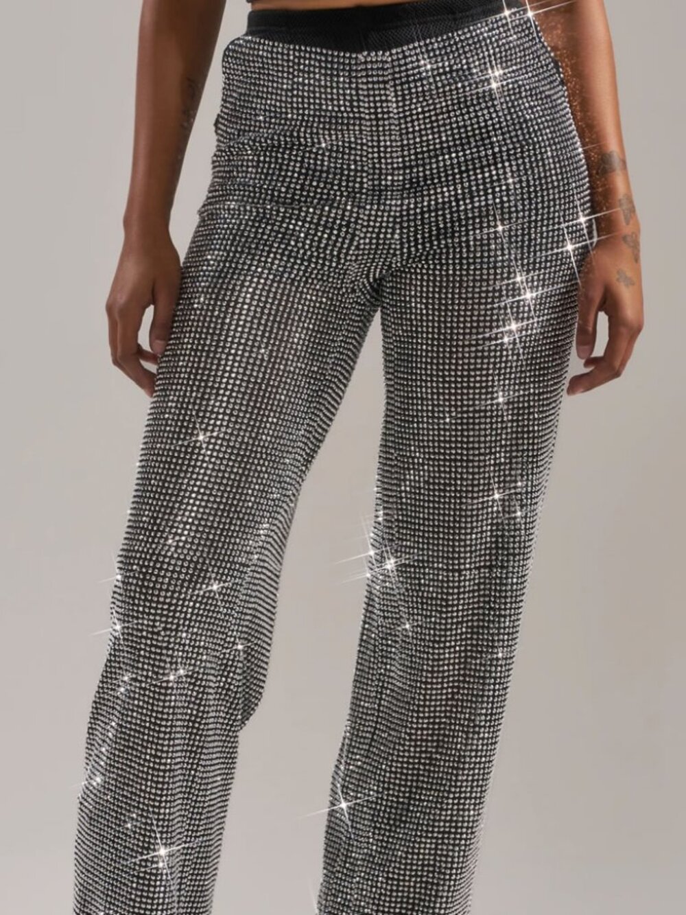 Akira Let It Go Rhinestone Wide Leg Party Pant - Picture 4 of 5